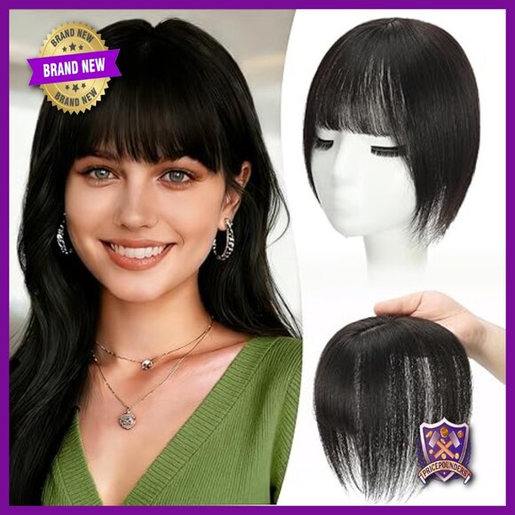 12 Inch Human Hair Topper with Bangs for Thinning Hair 9x13cm Silk Base main image 4